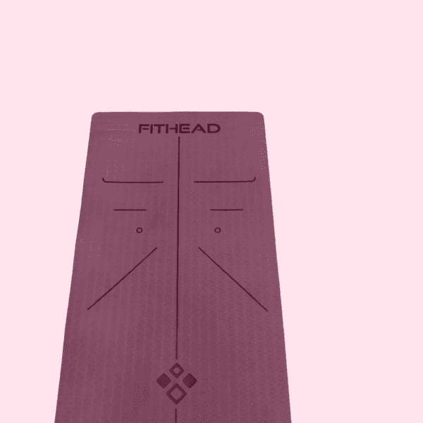 FitHead Yoga Mat With Body Alignment, Anti Slip, 6mm (Wine)