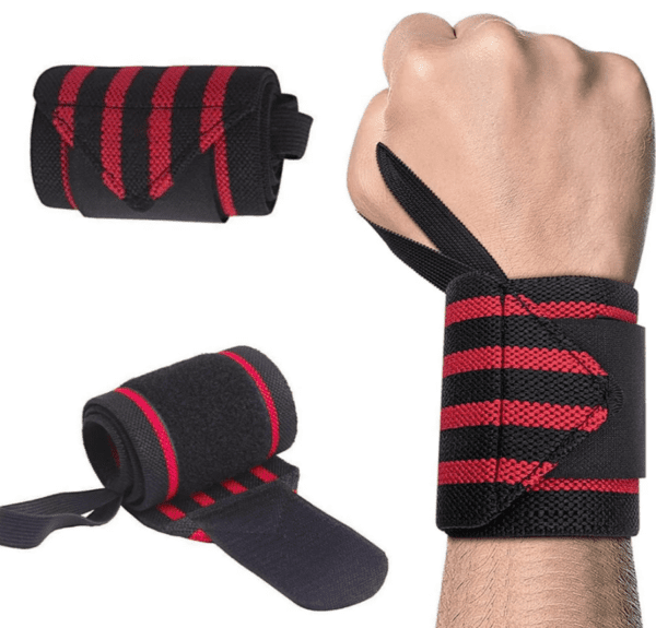 FitHead Wrist Supporter for Gym Wrist Band for Gym Men & Women with Thumb Loop (Red)